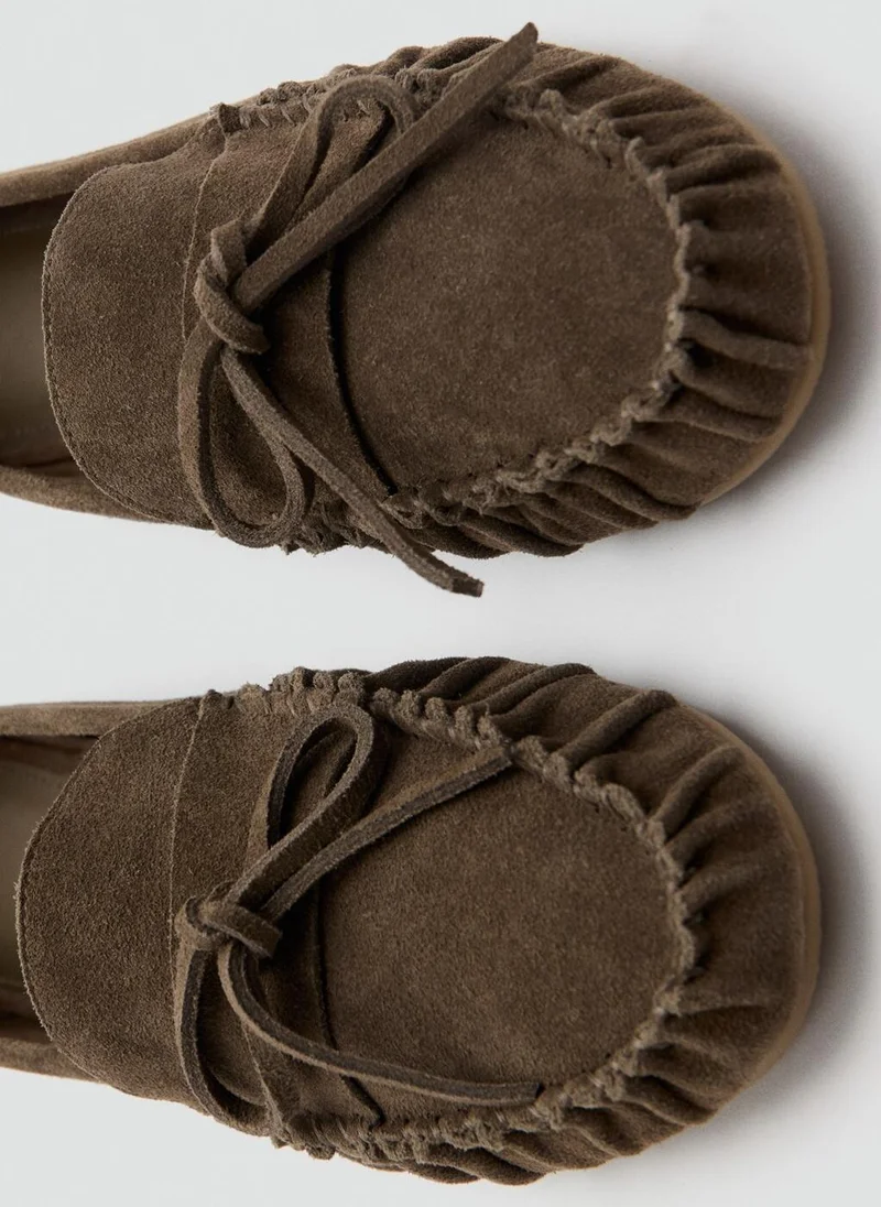 MANGO  Gathered suede moccasins for Women | Best Price UAE